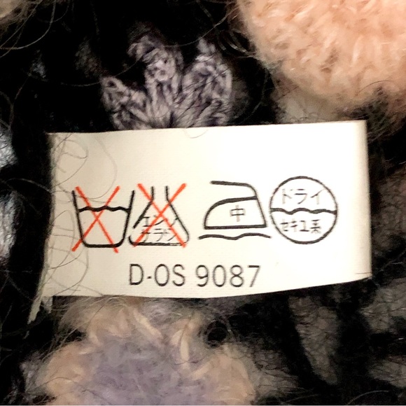 RARE‼️ Crochet Cardigan Mohair Black Floral Button Down , by Flame Size L - Picture 14 of 16